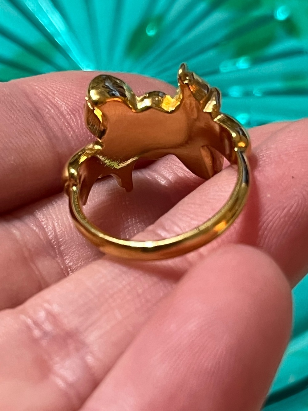 Vintage Avon Signed Faux Opal Golden Bow Costume Jewelry Size 5.75 Ring - Picture 6 of 7